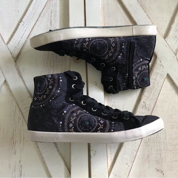 Desigual high top wearable art sneakers lace up geometric print EU 37 Us 6.5 - Picture 3 of 9